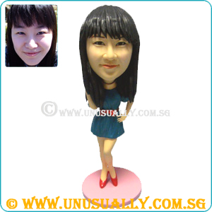 Custom 3D Caricature Sexy Women In Blue Dress Figurine